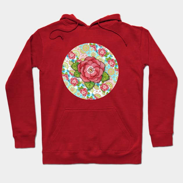 Mandala and Rose Stripe Hoodie by PatriciaSheaArt